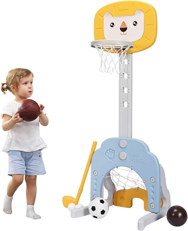 3-in-1 Adjustable Kids Basketball Hoop Sports Set